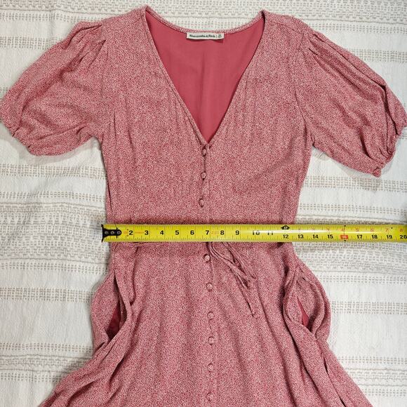 Abercrombie & Fitch Pink Floral Button-Front Dress Puff Sleeves Size XS - Picture 4 of 7